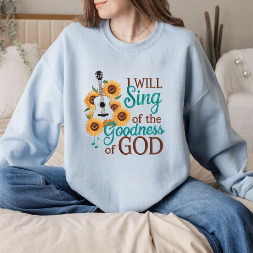 Embroidered Sweatshirt I will sing of the GOODNESS of GOD-Pink Women Christian Religious Hoodie Sweatshirt christian Sweatshirt jesus gifts, Retro Styles, Bring Back the Classics