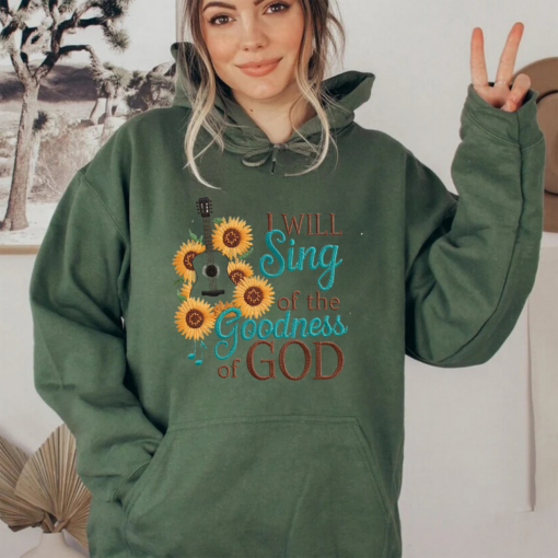 Embroidered Sweatshirt I will sing of the GOODNESS of GOD-Pink Women Christian Religious Hoodie Sweatshirt christian Sweatshirt jesus gifts, Retro Styles, Bring Back the Classics