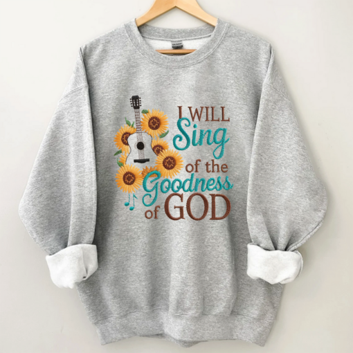 Embroidered Sweatshirt I will sing of the GOODNESS of GOD-Pink Women Christian Religious Hoodie Sweatshirt christian Sweatshirt jesus gifts, Retro Styles, Bring Back the Classics