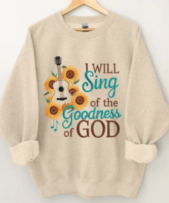 Embroidered Sweatshirt I will sing of the GOODNESS of GOD-Pink Women Christian Religious Hoodie Sweatshirt christian Sweatshirt jesus gifts, Retro Styles, Bring Back the Classics