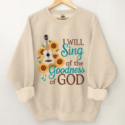 Embroidered Sweatshirt I will sing of the GOODNESS of GOD-Pink Women Christian Religious Hoodie Sweatshirt christian Sweatshirt jesus gifts, Retro Styles, Bring Back the Classics