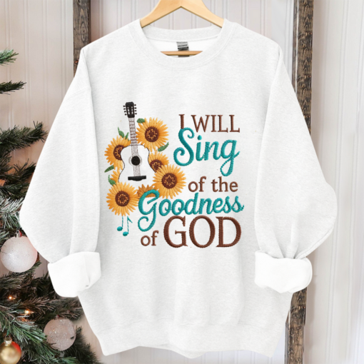 Embroidered Sweatshirt I will sing of the GOODNESS of GOD-Pink Women Christian Religious Hoodie Sweatshirt christian Sweatshirt jesus gifts, Retro Styles, Bring Back the Classics