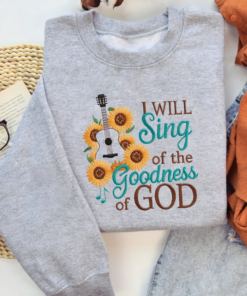 Embroidered Sweatshirt I will sing of the GOODNESS of GOD-Pink Women Christian Religious Hoodie Sweatshirt christian Sweatshirt jesus gifts, Retro Styles, Bring Back the Classics